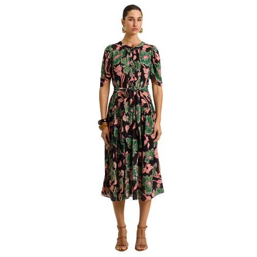 Veronika Maine Noir Batik Bloom Georgette Dress